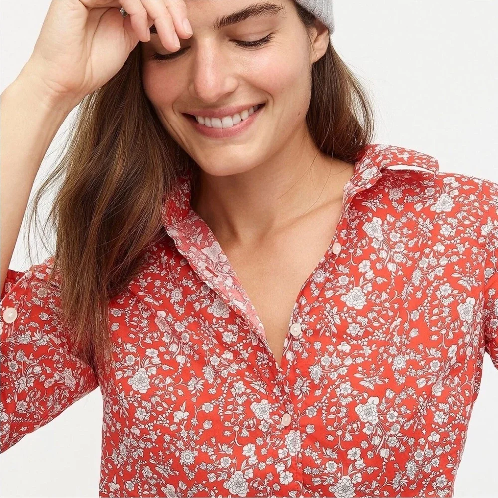 J. Crew Perfect Shirt Liberty London Summer Blooms Collection Floral Blouse 4
